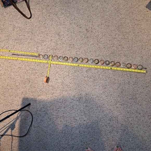 Boho Multi Tone Metal Hoop Chain Belt w/ Silver, Copper, Brass Tone Double Hoops - Picture 15 of 16